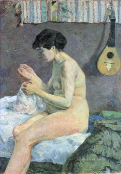  Primitivism Oil Painting - Study of a Nude Suzanne Sewing Post Impressionism Primitivism Paul Gauguin